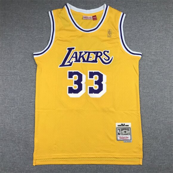 Mens Kareem Abdul-Jabbar Yellow Stitched Jersey